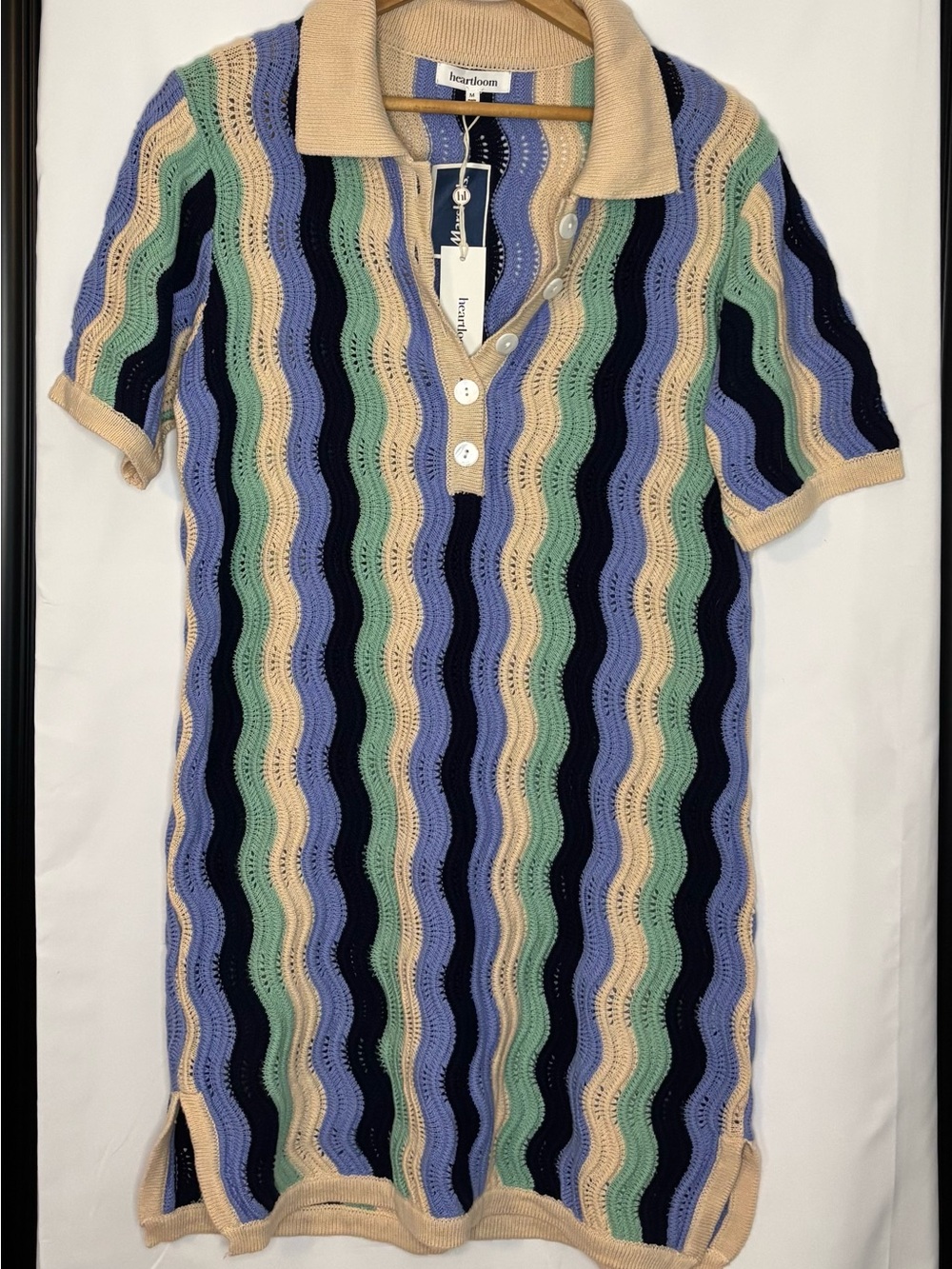 Heartloom Short-Sleeve Knit Polo in Beige, Navy, Lavender & Mint